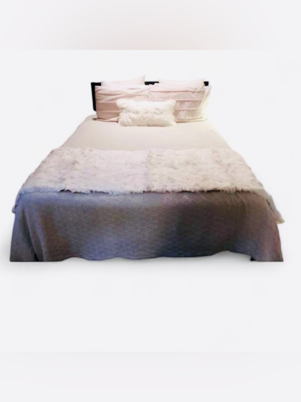 Fibre White Beige Alpaca Fur Bed Runner Area Rug 10x20
